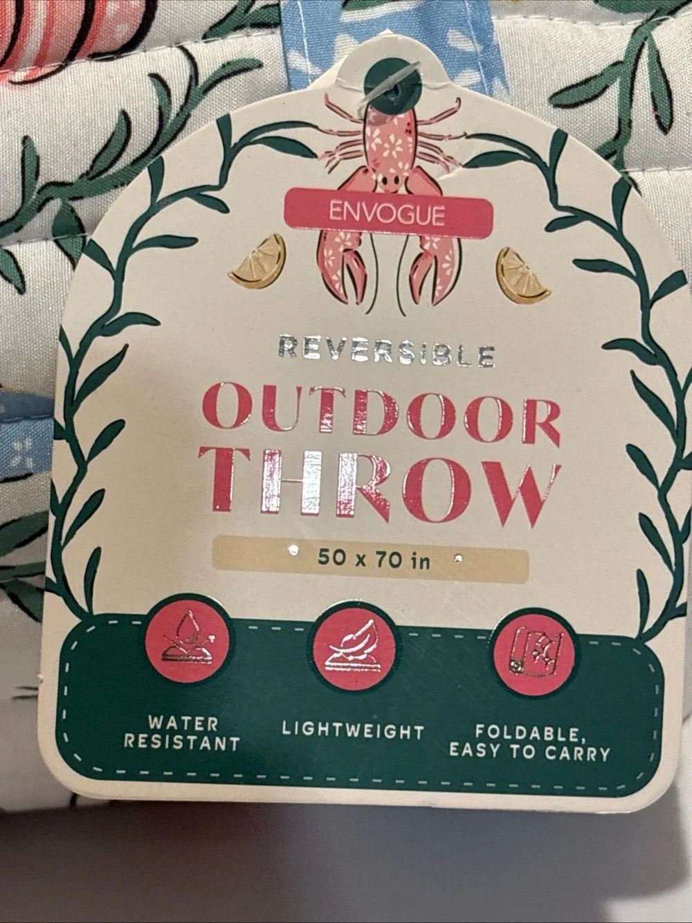 Envogue Outdoor Picnic Throw blanket lobster sardine fish lemon theme NEW